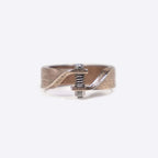 Machina X men's adjustable stainless steel and bronze ring with industrial screw design